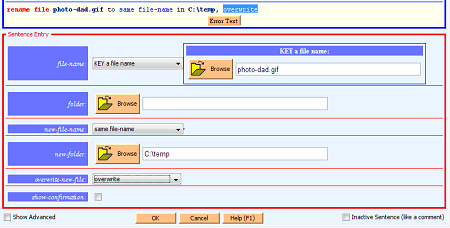 sentence entry form to automate file rename without creating a bat file